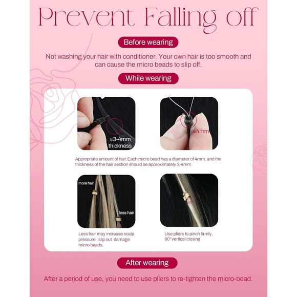 Micro Link Hair Extensions Human Hair Straight 24 Inch BLACK Volume - Picture 7 of 9